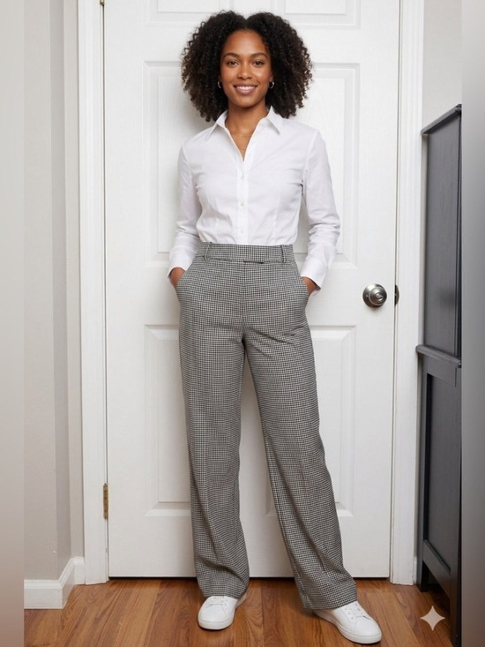 Tommy Hilfiger Women’s 6 Black White Bootcut Houndstooth Trouser Dress Pants S